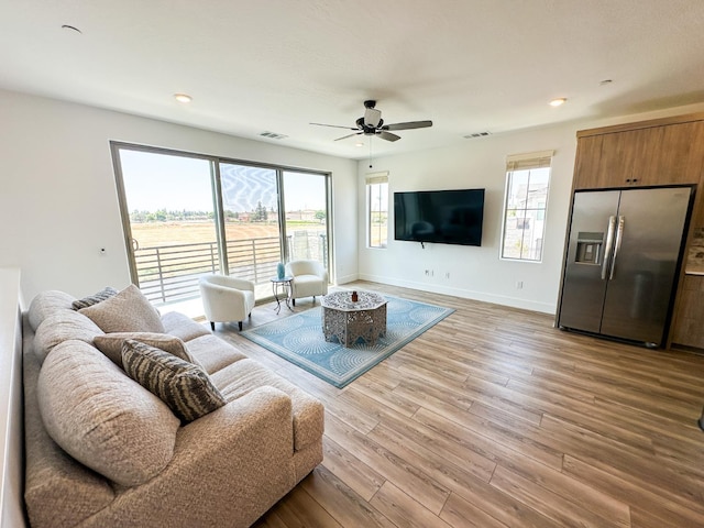 546 W Mahogany, Clovis, CA 93611 - living area with ceiling fan, wood finished floors, and recessed lighting