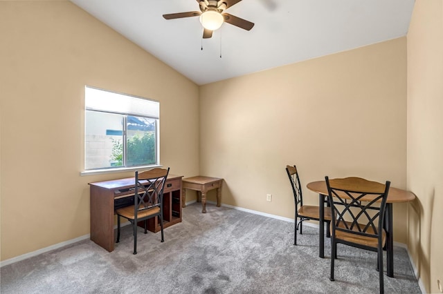 2687 Fowler Ave, Clovis, CA 93611 - carpeted office space with ceiling fan and lofted ceiling