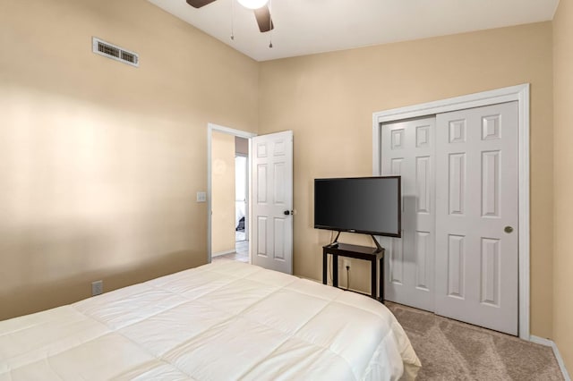 2687 Fowler Ave, Clovis, CA 93611 - bedroom with carpet floors, a closet, and ceiling fan