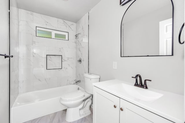 1934 W Pontiac Way, Fresno, CA 93705 - full bathroom featuring vanity, marble finish floors, and bathing tub / shower combination