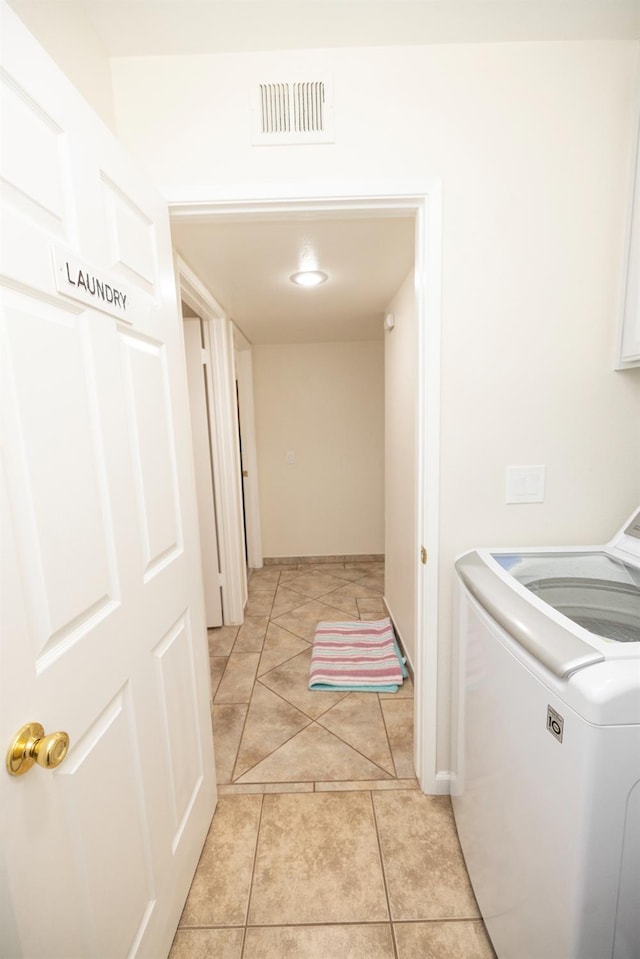 5263 W Griffith Way, Fresno, CA 93722 - washroom with washer / clothes dryer and light tile patterned floors
