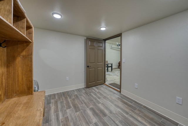 42055 Saddleback Rd, Shaver Lake, CA 93664 - unfurnished bedroom with dark wood-style flooring and recessed lighting