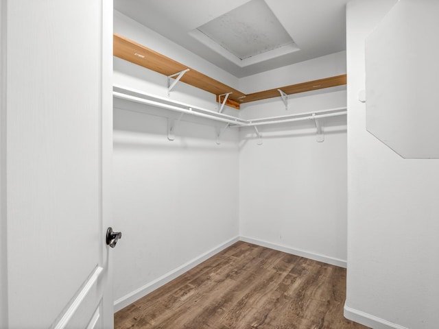 180 N Anderson Ave, Clovis, CA 93612 - walk in closet featuring wood finished floors and attic access