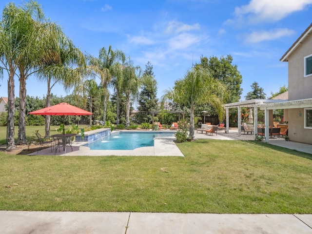 180 N Anderson Ave, Clovis, CA 93612 - swimming pool featuring a pergola, a patio, and a yard