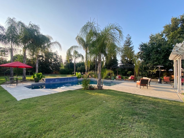 180 N Anderson Ave, Clovis, CA 93612 - view of green lawn with an outdoor pool and a patio