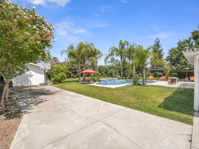180 N Anderson Ave, Clovis, CA 93612 - view of green lawn featuring an outdoor pool, a patio area, and a gazebo