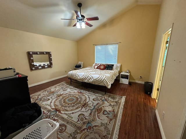 2526 Gibson Ave, Clovis, CA 93611 - bedroom with vaulted ceiling, wood finished floors, and a ceiling fan