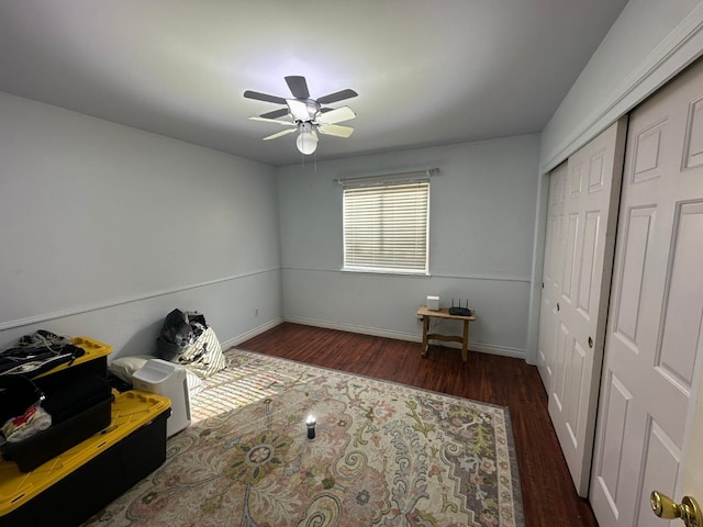 2526 Gibson Ave, Clovis, CA 93611 - bedroom with wood finished floors, a closet, and ceiling fan