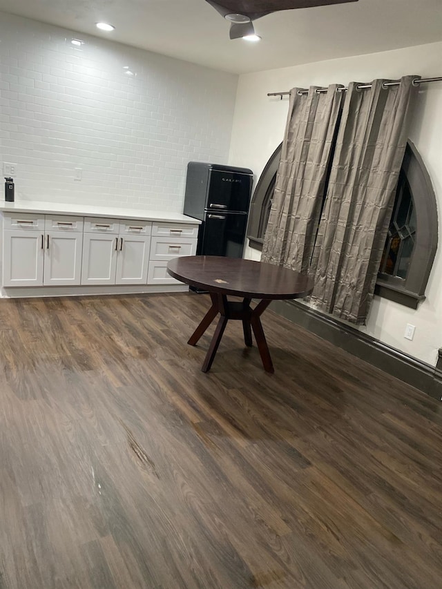 345 N Van Ness Ave, Fresno, CA 93701 - home office featuring dark wood-style flooring and recessed lighting