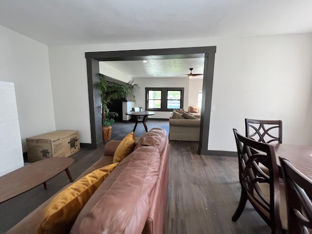 345 N Van Ness Ave, Fresno, CA 93701 - living room with wood finished floors and a ceiling fan