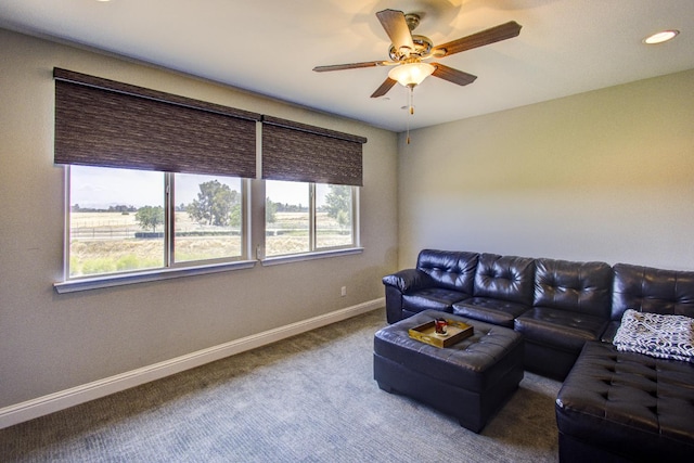 2286 N Janice Ave, Fresno, CA 93737 - carpeted living room with healthy amount of natural light, a ceiling fan, and recessed lighting