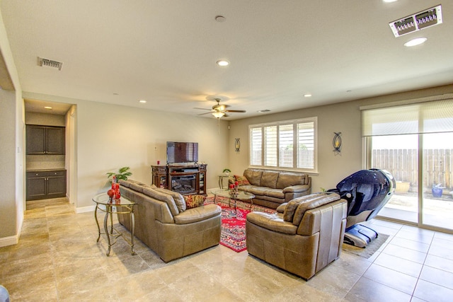 2286 N Janice Ave, Fresno, CA 93737 - living area featuring recessed lighting, ceiling fan, and light tile patterned flooring