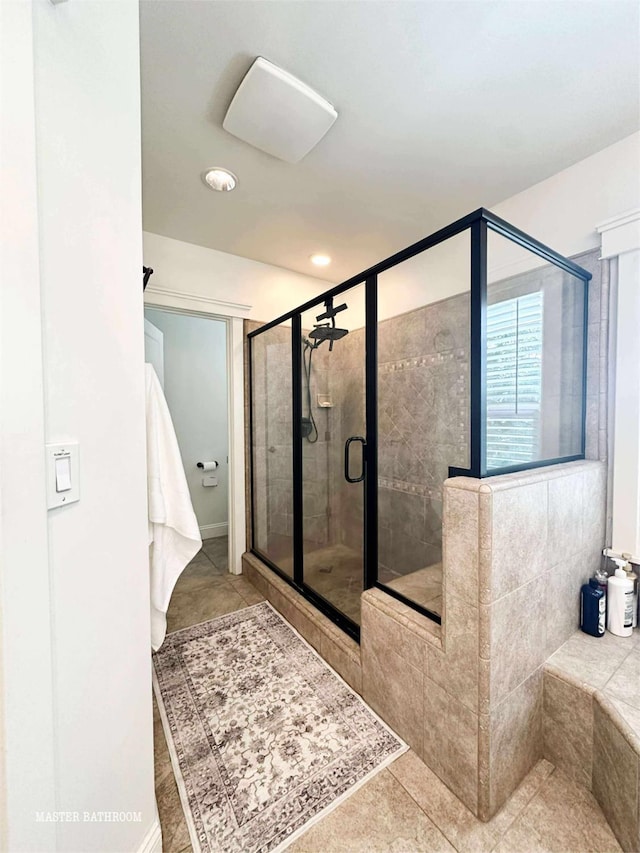 3728 E Huntington Blvd, Fresno, CA 93702 - full bath with a stall shower and tile patterned flooring