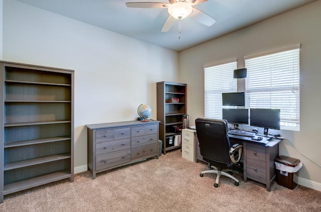 3211 Salem Ave, Clovis, CA 93619 - office area with light colored carpet, ceiling fan, and healthy amount of natural light