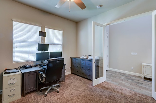 3211 Salem Ave, Clovis, CA 93619 - home office with plenty of natural light, ceiling fan, and light carpet