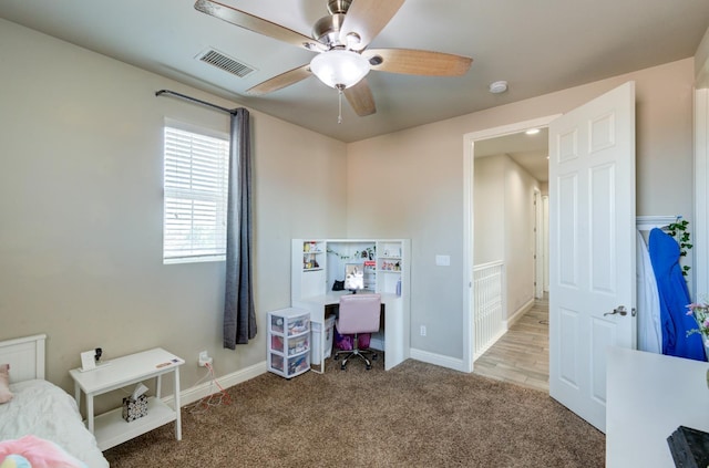 3211 Salem Ave, Clovis, CA 93619 - bedroom with carpet floors, an office area, and a ceiling fan