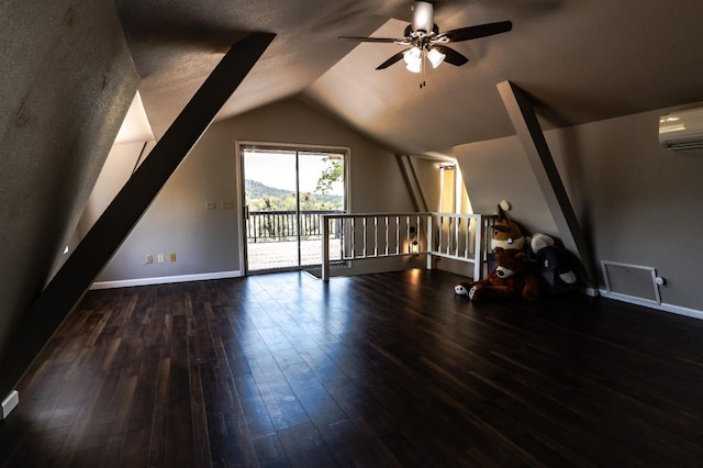 42560 Ranger Circle Way, Coarsegold, CA 93614 - bonus room featuring ceiling fan, lofted ceiling, an AC wall unit, and wood finished floors