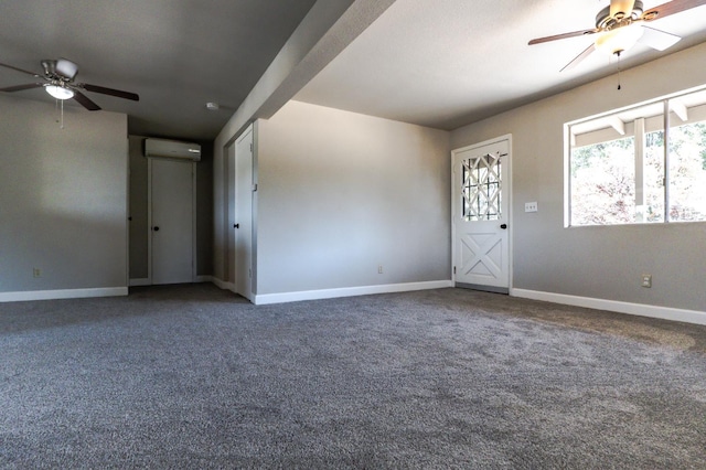 42560 Ranger Circle Way, Coarsegold, CA 93614 - spare room with ceiling fan, carpet flooring, and an AC wall unit