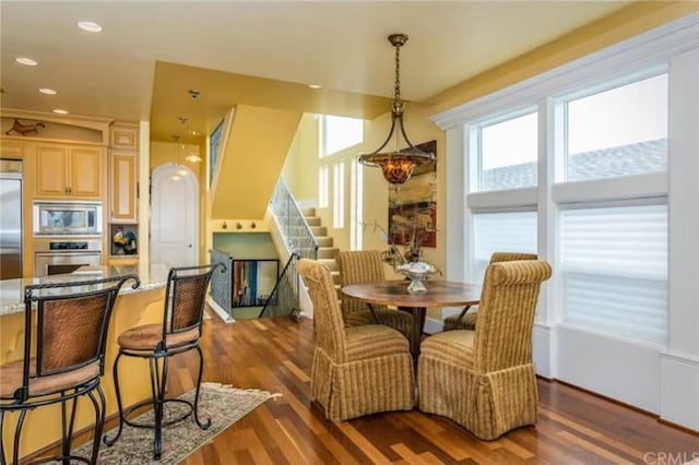 325 Juanita Ave, Oceano, CA 93445 - dining area featuring wood finished floors, stairway, and recessed lighting