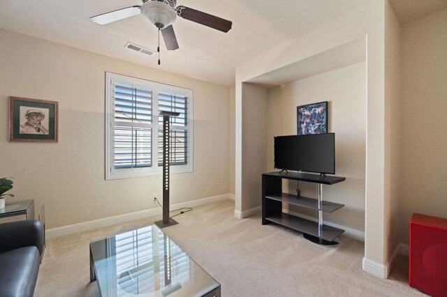 10615 E Landmark Way, Clovis, CA 93619 - living area with carpet floors and ceiling fan