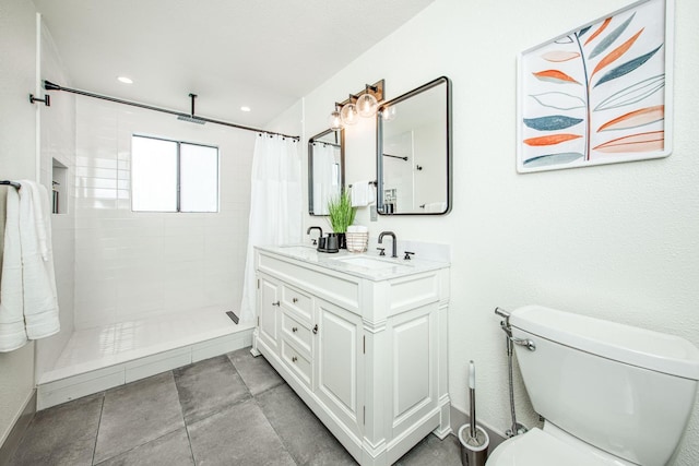 254 W Sierra Ave, Clovis, CA 93612 - full bath featuring double vanity, a tile shower, and recessed lighting