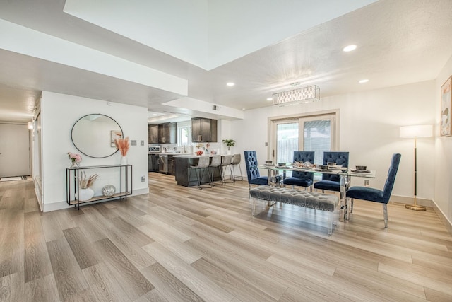 254 W Sierra Ave, Clovis, CA 93612 - dining room featuring light wood-style floors, recessed lighting, and a desk