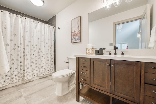 254 W Sierra Ave, Clovis, CA 93612 - bathroom with vanity, tile patterned flooring, and a shower with shower curtain