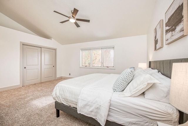254 W Sierra Ave, Clovis, CA 93612 - carpeted bedroom featuring lofted ceiling, a closet, and ceiling fan