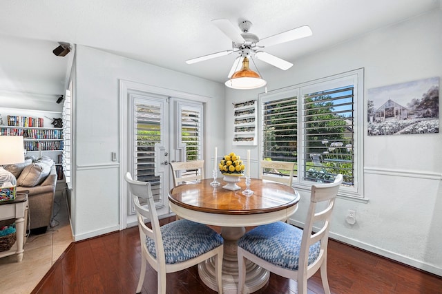 3075 W Silverhill Ln, Fresno, CA 93711 - dining space featuring wood finished floors and a ceiling fan