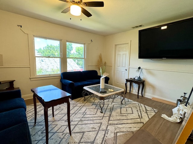 807 N Van Ness Ave, Fresno, CA 93728 - living room featuring ceiling fan and wood finished floors