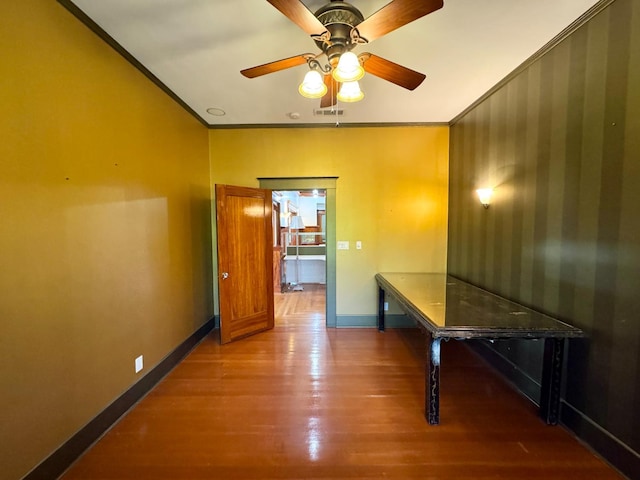 807 N Van Ness Ave, Fresno, CA 93728 - spare room featuring ornamental molding, wood finished floors, and a ceiling fan