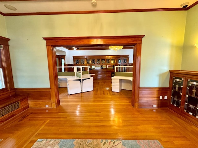 807 N Van Ness Ave, Fresno, CA 93728 - corridor with ornamental molding and wood finished floors