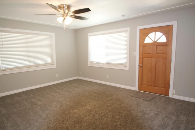 2449 S Page Ave, Fresno, CA 93725 - foyer featuring dark colored carpet and a ceiling fan