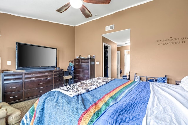 3742 Via Capitola, Madera, CA 93637 - carpeted bedroom featuring ornamental molding and ceiling fan