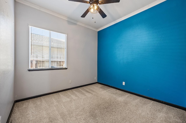 7507 N Constance Ave, Fresno, CA 93722 - empty room with ornamental molding, carpet, and a ceiling fan