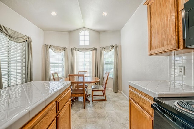 2869 E Brandon Ln, Fresno, CA 93720 - dining room featuring vaulted ceiling and baseboards