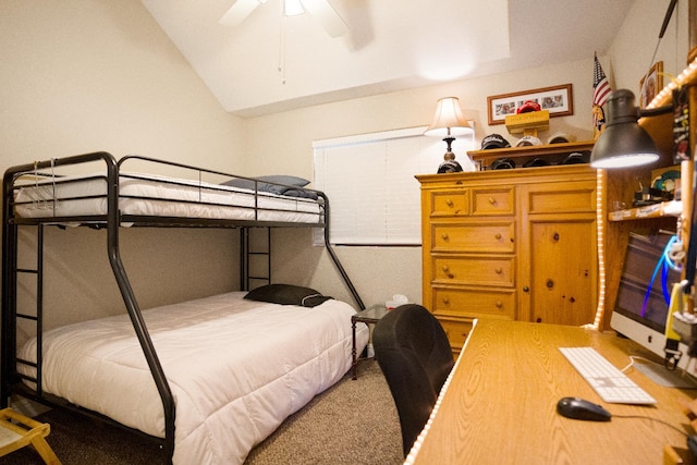 51 E Tuolumne St, Fresno, CA 93706 - bedroom featuring lofted ceiling, carpet floors, and ceiling fan