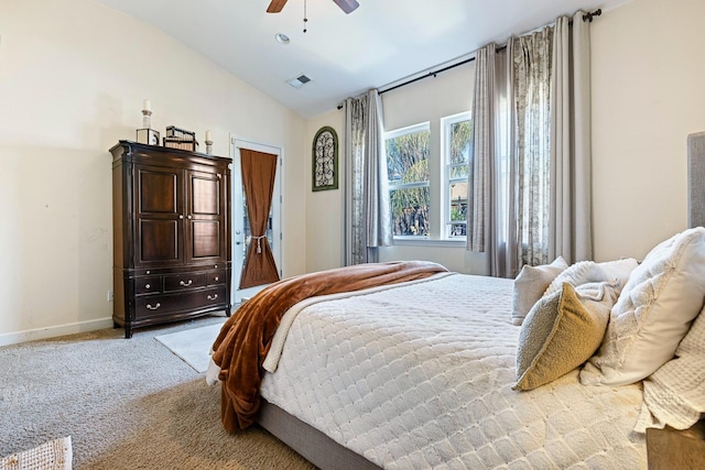 2639 Maine Ave, Clovis, CA 93619 - bedroom with vaulted ceiling, light carpet, and ceiling fan
