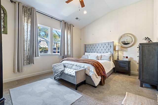 2639 Maine Ave, Clovis, CA 93619 - carpeted bedroom featuring vaulted ceiling and a ceiling fan