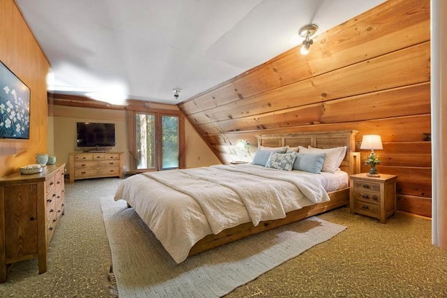 83634 Presidents Ln, Wilsonia, CA 93633 - bedroom featuring wooden walls and lofted ceiling