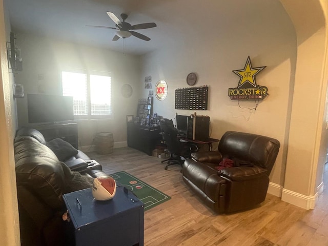 803 E Aretha Ave, Fowler, CA 93625 - living room with wood finished floors and a ceiling fan