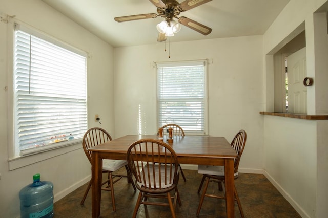 211 S 4th St, Fowler, CA 93625 - dining space featuring baseboards and a ceiling fan