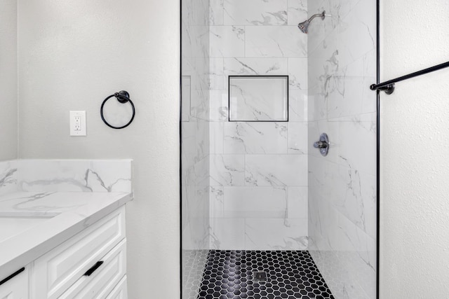 12616 E Shields Ave, Sanger, CA 93657 - full bath featuring vanity and a marble finish shower