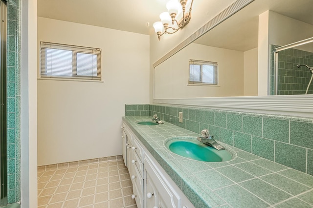 1445 W Ellery Way, Fresno, CA 93711 - bathroom with double vanity, healthy amount of natural light, and a tile shower