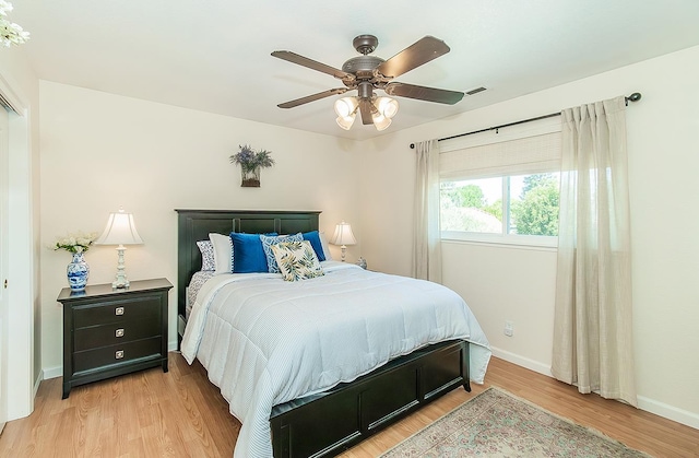 3012 Fairmont Ct, Madera, CA 93637 - bedroom featuring light wood finished floors and ceiling fan
