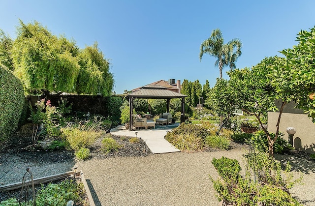 3012 Fairmont Ct, Madera, CA 93637 - surrounding community with a gazebo, a patio area, and an outdoor living space