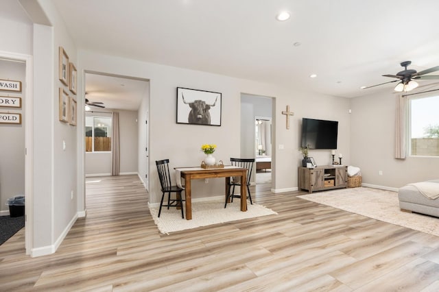 1275 Traverse Dr S, Madera, CA 93636 - living room with a ceiling fan, recessed lighting, and light wood-type flooring