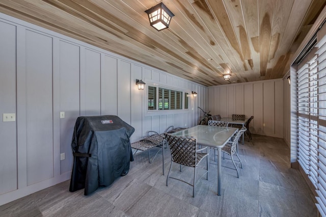 5679 N Van Ness Blvd, Fresno, CA 93711 - dining space featuring a decorative wall and wooden ceiling