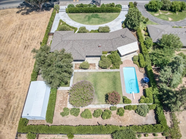 5679 N Van Ness Blvd, Fresno, CA 93711 - view from above of property featuring a pool area