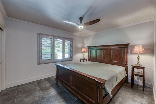 5679 N Van Ness Blvd, Fresno, CA 93711 - bedroom with crown molding and a ceiling fan